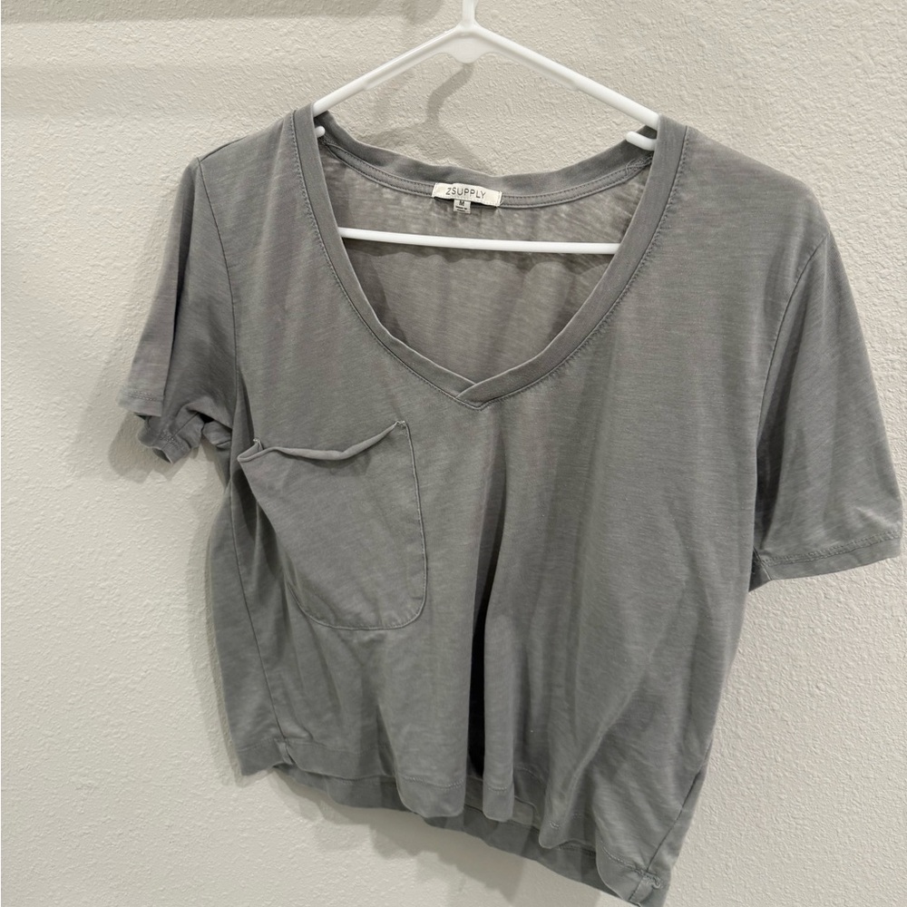 Z Supply Charcoal V-Neck Short Sleeve Tee